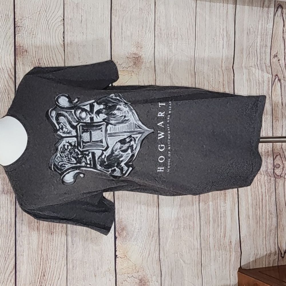 Harry Potter Gray Hogwarts Short Sleeve Shirt Size Large
